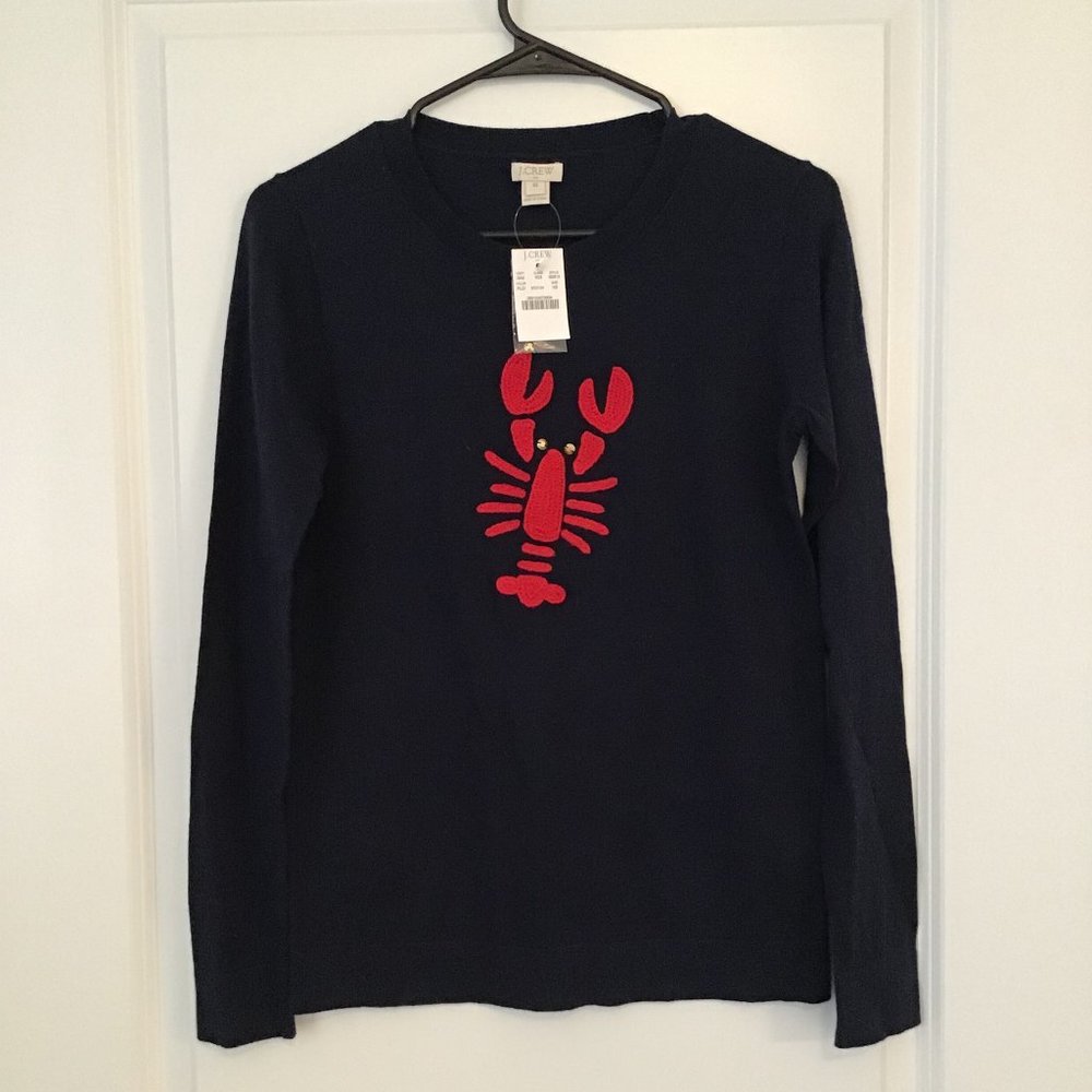 J Crew Embroidered Lobster Sweater NWT